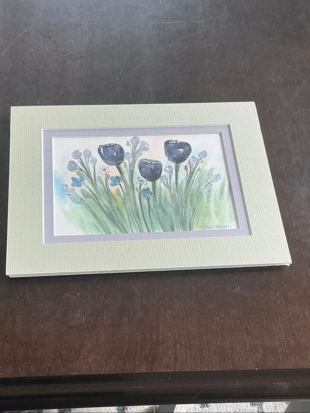 Framed Purple Floral Watercolor Wall Art by Sha Boudin